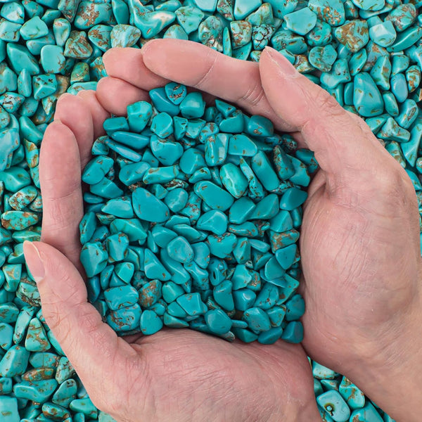EZEELAI Tumbled Chips Stones Green Turquoise Crushed Crystal Quartz 3 Lb, Polished Natural