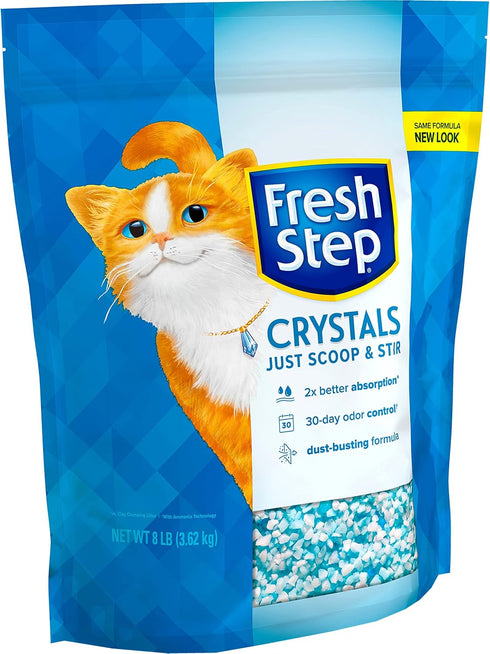 Fresh Step Crystals Premium Cat Litter - Scented, 16 lbs total (2 Pack of 8lb Bags) (Package May Vary)