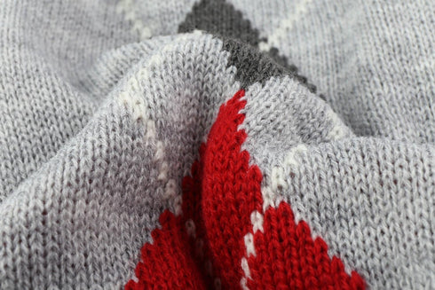 Grey Argyle Knit Pet Sweaters for Small Dogs, Grey Small (S) Size