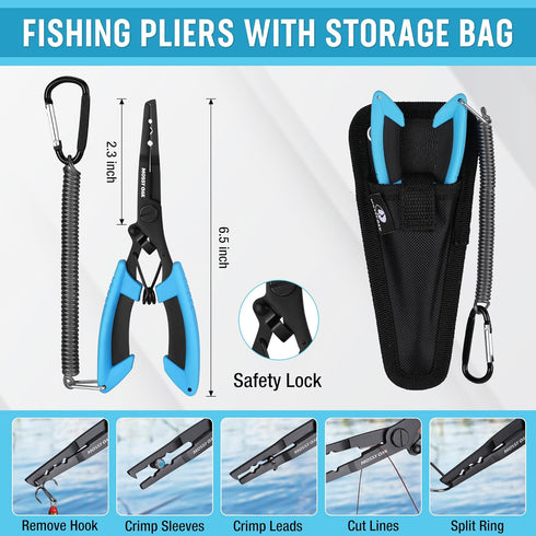 Mossy Oak Fishing Tools Kit, Fishing Plier, Fish Fillet Knife, Fish Lip Gripper, Hook Remover, Fishing Gifts for Men