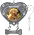 Dog Sympathy Photo Christmas Ornament, Heart Shaped, Holds 1 3/4" Photo, Gift-Storage Bag Included