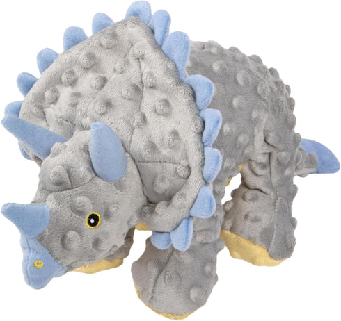 goDog Dinos Frills Squeaky Plush Dog Toy with Chew Guard Technology, Durable
