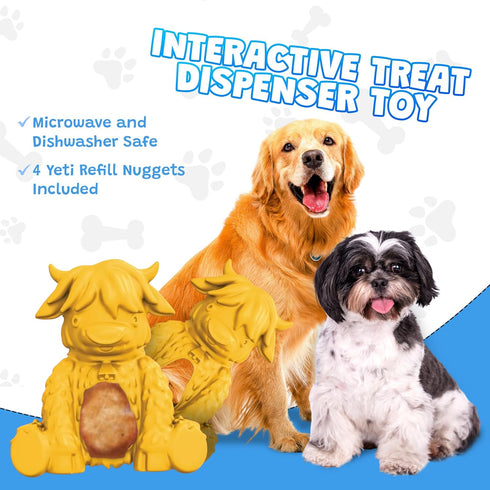 Yeti Puff and Play Dog Toy - Interactive Nuggets Treats Dispenser Puzzle for Light to Moderate Chewers