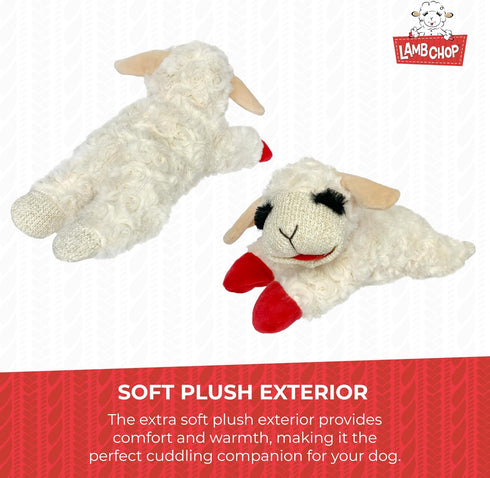 (10", 5 Multipet Lamb Chop Dog Plush Toy - Squeaky Toy for Small & Medium Dogs - Extra Soft Plush - Stuffed Animal