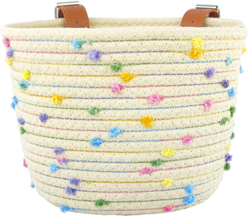 Kids Bike Basket - Woven Sisal Rope Bicycle Basket for Boys and Girls, Cute Decorative Accessories for Kids Bikes