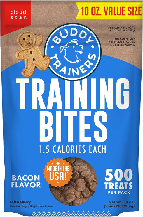 Buddy Biscuits Trainers Training Bites Soft & Chewy Dog Treats, Bacon, 10