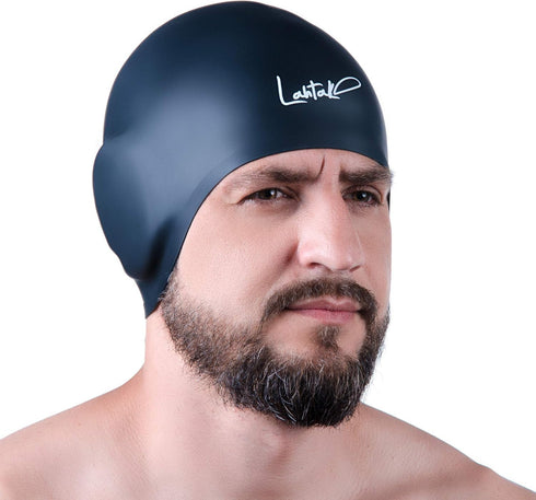 Swim Caps Ear Protection 3D, Waterproof Silicone Swim Cap for Long and Short Hair, Adult and Youth