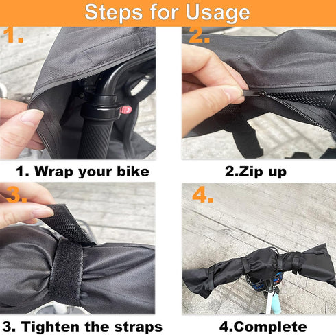 Handlebar Cover for Ebike Transport Protection, (35.8*9 in) Widen Lengthen Handlebar Protective Cover for Bicycle