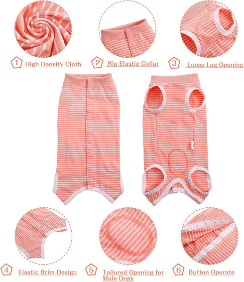 SAWMONG Dog Recovery Suit for After Surgery, Spay Surgical Suit for Female Dogs, Pink, XX-Large, Dog Onesie