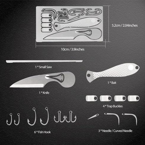 Survival Card Multitool Camping Kit, 9PCS Portable Survival Tool with Fishing Line Gear, Credit Card Wallet with Felt