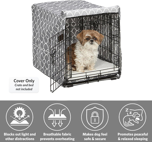 MidWest Homes for Pets Small Dog Crate Cover, Teflon Fabric Protector, Fits Most 24-inch Crates, Gray