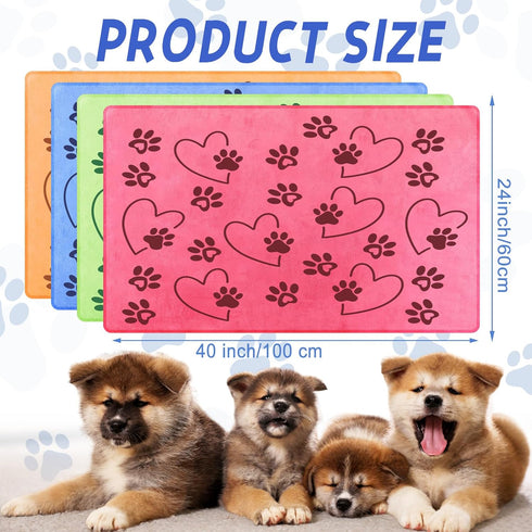 4 Pcs Microfiber Dog Bath Towels - Absorbent Pet Towels for Medium Dogs, Cats (Blue, Yellow, Pink, Apple Green)