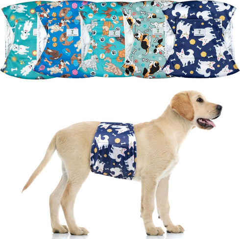 5Pack Dog Diapers Male,Leakproof Pet Soft Dog Belly Band Wraps,Reusable High Absorbency Male Dog Diaper,Wider Washable