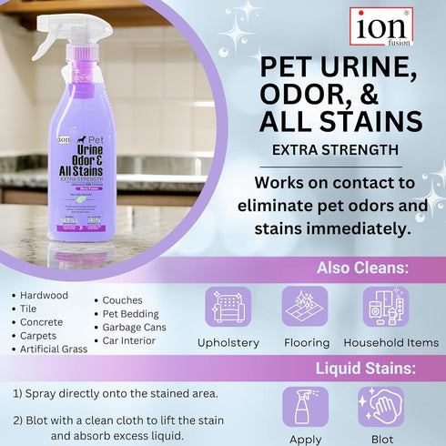 Superior Next-Gen Advanced ION Formula, 2-for-1 Bottle (Free Refill), Extra Strength Stain & Odor Remover, Eco-Friendly