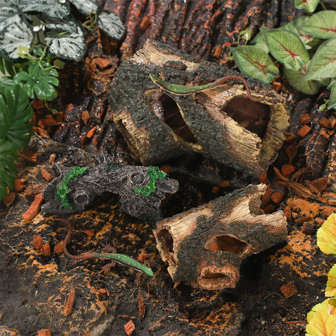Aquarium Wood Fish Tank Decorations, Resin Fake Logs for Reptile Hide and Fish Cave, Suitable for 20 Gallon Tank