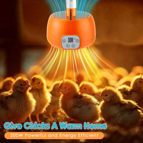 5 Enhon Chicken Coop Heater, Timing Heat Lamp for Chickens, Smart Temperature Control Chicken Brooder Heater, Ft Long