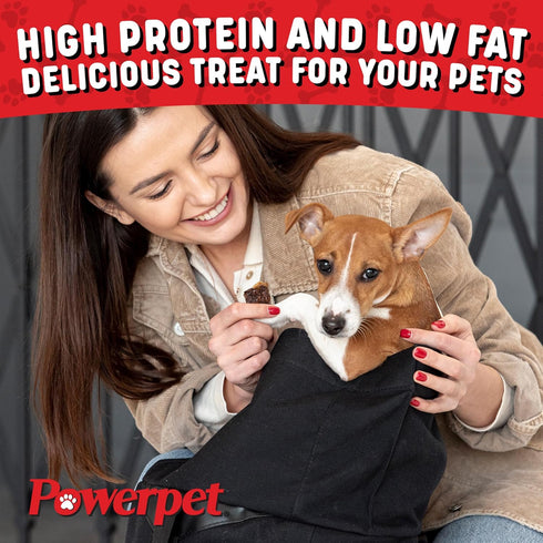100% 8oz Powerpet Taffy Bites - Low Fat Premium Beef Jerky Treat, Natural Beef Esophagus Dog Chew, Highly Digestible