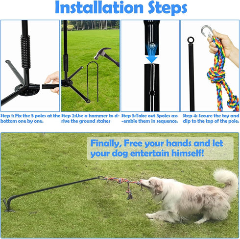2 Tether Outdoor Dog Toy,Interactive Exercise Game in Yard Park Tug of War for Large Medium Small Dog Puppy with Rope