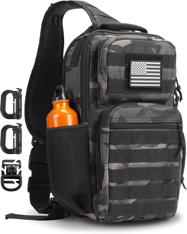 Rover Sling Pack Tactical Shoulder Sling Bag Backpack with Bottle Holder Crossbody