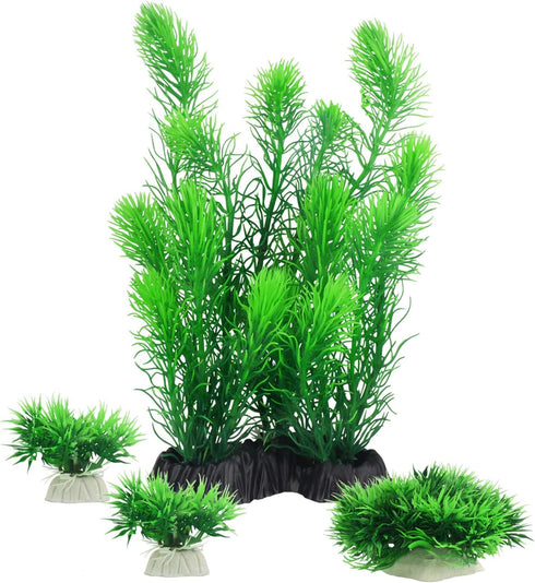 MyLifeUNIT Aquarium Plants, Artificial Decorations for Fish Tank Decor, Pack of 4