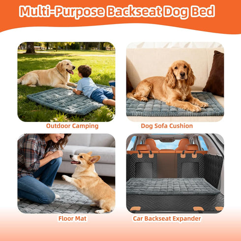 LEHNI Backseat Pet Bed Mat, Deluxe Dog Seat Covers,Truck Plaid Dog Bed for Car Back Seat, Non-Slip Travel Pet Mat, Back