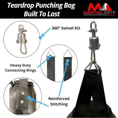 MMA Wrecking Ball Punching Bag, Professional Boxing Teardrop Body Snatcher Bag for Training Kickboxing Muay Thai, Round
