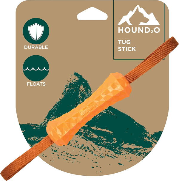 Hound2O Dog Chew Toys - Tug Stick, Orange - Tough, Engaging Chew Toys for Outdoor Play, Non-Toxic & Easy to Clean