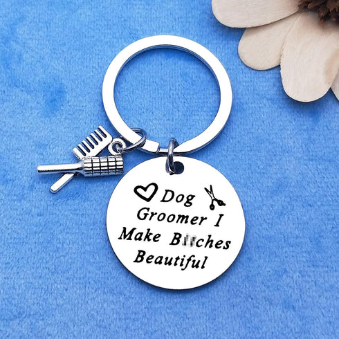 Dog Groomer Gift Keychain, Thank You Gift for Dog Hairdresser, Hair Stylist Appreciation Jewelry for Dog Lovers