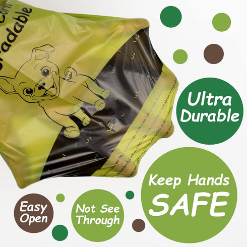 1080 100% GREENER WALKER Poop Bags for Dog Waste, Doggy Waste Bags Extra Thick Strong Leak-Proof (Brown)
