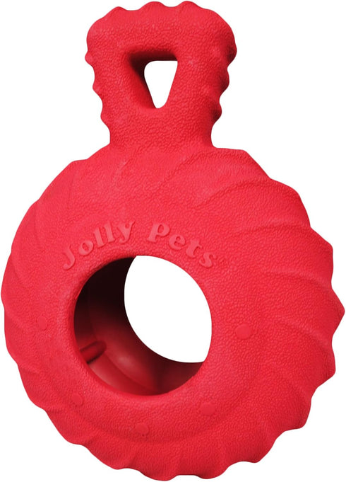 Jolly Pets Tuff Treader Dog Toy with Handle, 6 Inches, Red, Model JTR23, All Breed Sizes