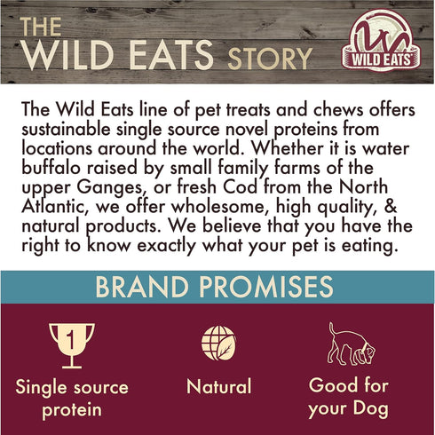 10 Pack Wild Eats Water Buffalo Jerky Wrapped Cheek Twist Dog Chews - (Healthy Alternative for Beef Rawhides for Dogs