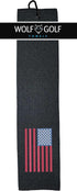 Wolf Golf Towels - American Flag Embroidered USA Golf Towel, Gift for Men or Women
