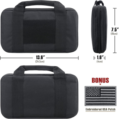 LIVANS Tactical Pistol Gun Case, Padded Handgun Case Double Pistol Wallet Soft Case Rectangle Handgun Pouch