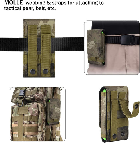 IronSeals Tactical Molle Phone Holster Pouch - Universal Belt Waist Bag for iPhone 16 Pro Max/16 Pro/15 Pro Max/14 Pro