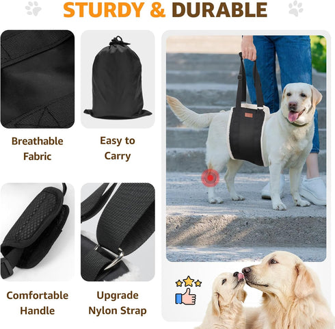 Adjustable Dog Sling Harness for Large Dogs, Soft Lift Support for Weak Rear Legs, Rehab for Senior and Injured Dogs