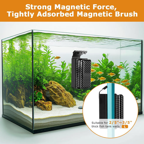 2 2/5"-3/5" hygger Magnetic Fish Tank Cleaner, Aquarium Glass Cleaner with Detachable Algae Scraper Blade, Floating