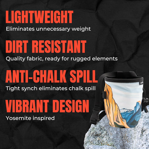 Rock Climbing Chalk Bag | for Outdoor, Gym, & Bouldering | Adjustable Waist Belt, Durable Drawstring Closure