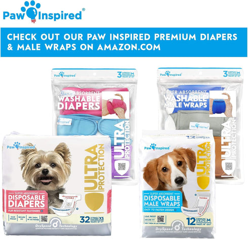 Paw Inspired Dog Diaper Suspenders, Adjustable Velcro Fasteners for Disposable & Washable Diapers, Fits M/L Pets (Pink)