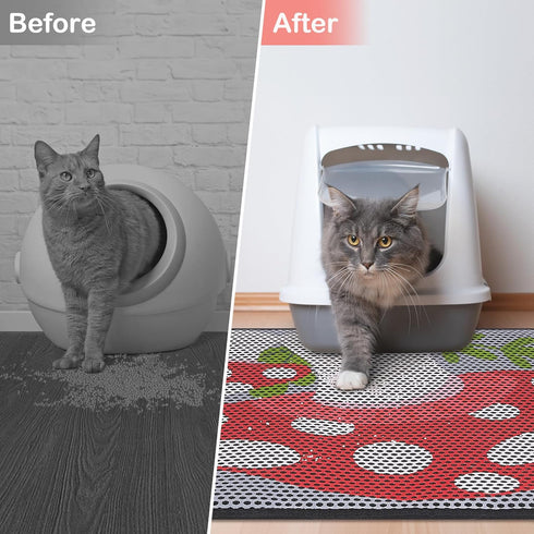 Bienbee Cat Litter Mat, 30"x24" - Double Layer Litter Trapping Mat, Reduces Tracking and Keeps Floors Clean