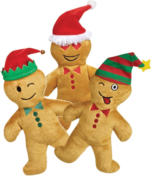 12 Piece Plush Dog Toy Clip Strip, Gingerbread Emoji Men