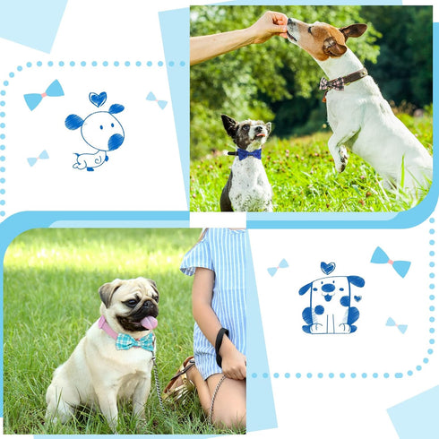 16 Pieces Hawaiian Style Dog Bow Ties with Rubber Bands, Slide Dog Collar Attachment for Large Dogs, Spring Summer