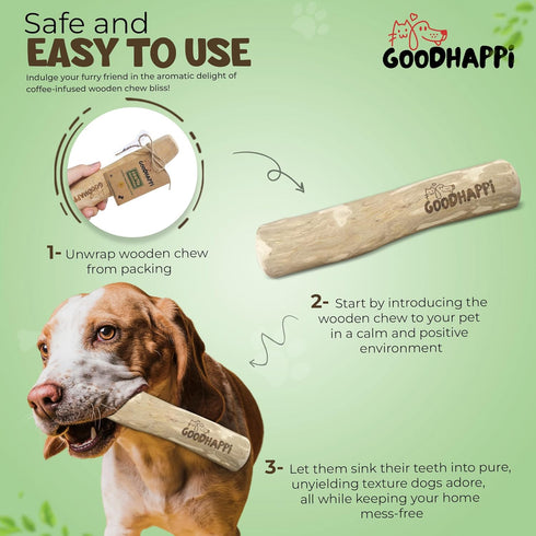 Safe Natural Coffee Wood Dog Chew - Durable Chew Toys for Puppies 0-6 Months, Pack of 2 PCS, Perfect Teething Stick