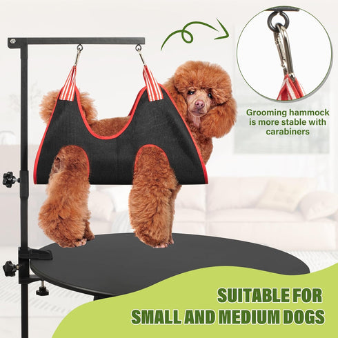 Dog Grooming Arm with Pet Grooming Hammock, getlstub 35" Adjustable No Sit Haunch Holders for Small and Medium Pets