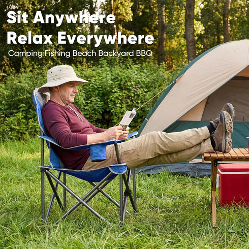 500 LBS NEWBULIG Oversized Folding Camping Chair for Adults, Portable Outdoor Collapsible Chairs, Heavy Duty Support