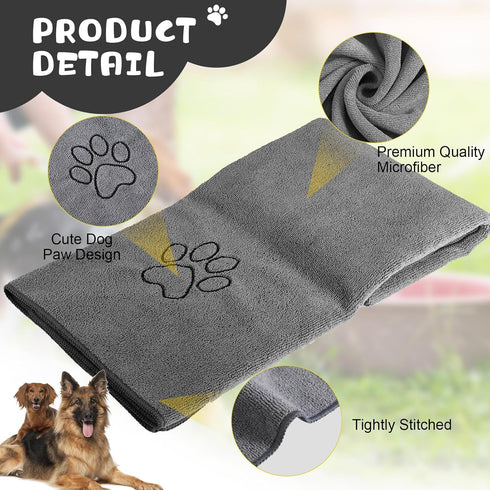 Chumia 4 Pack Extra Large Dog Towel, Quick Drying Microfiber Dog Bath Towel for Small, Medium, Large Dogs, Cats