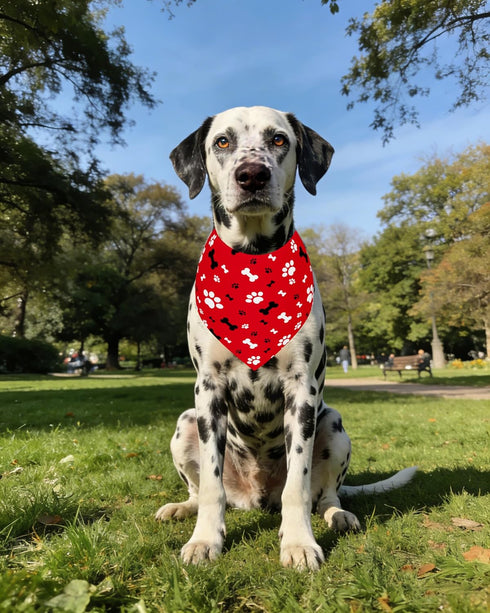 100 Pack PET SHOW XL Dog Bandanas Bulk No Stitching for Extra Large Dogs Washable Paw Print Scarf Triangle Bibs