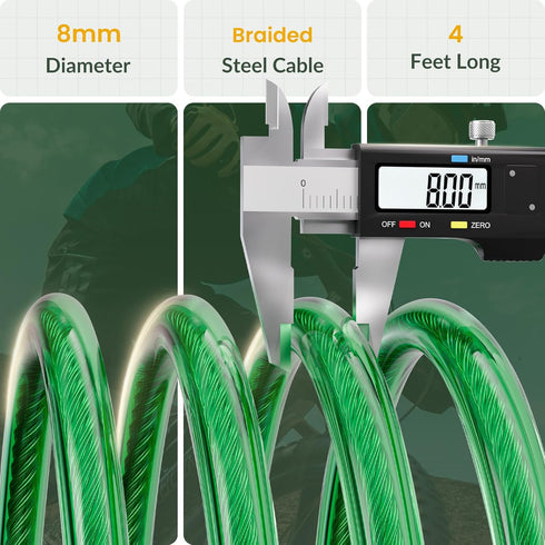 Titanker Bike Lock Cable, 4 Feet Basic Self Coiling Kids Bike Lock, Combination with Mounting Bracket (Green-8mm)