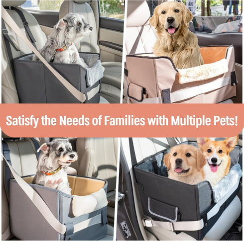 25lbs Dog Car Seat for Small Dogs or Medium Size Dog Portable Car Booster Seat for Dogs with Harness and Thick Cushion