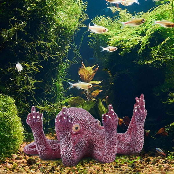 Octopus Aquarium Ornaments, Purple Artificial Sea Life Decoration, Glowing Fingers for Various Fish Tanks
