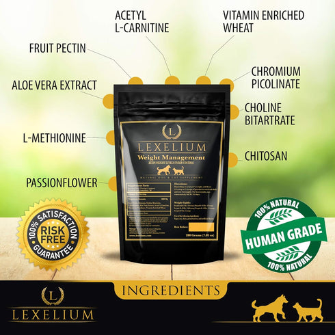 Organic Weight Management Supplement for Cats & Dogs, 100% Natural Powder, Helps with Weight Loss, 200 Grams